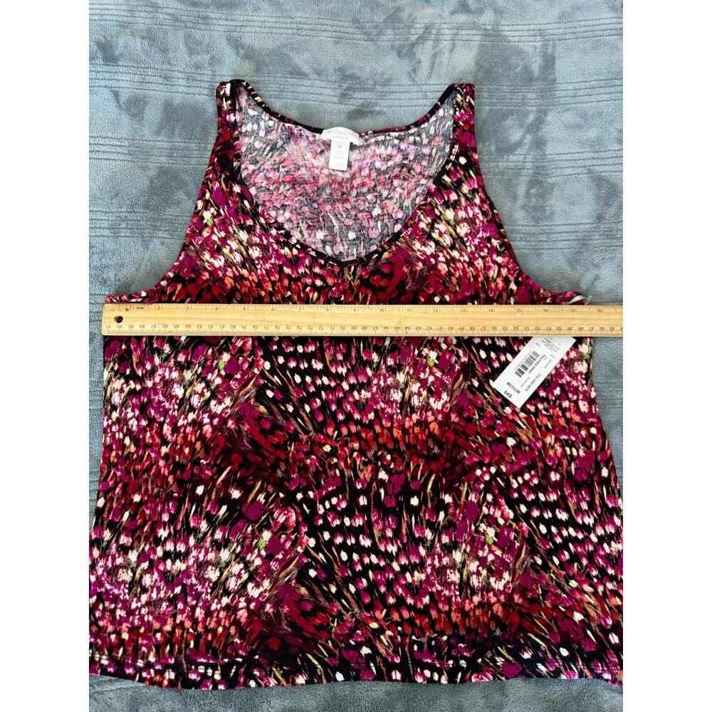 Nwt Ambrielle Sleepwear Rayon Pink Red Feather Print Cami Tank Top Womens Medium - Picture 9 of 11